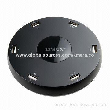 6-port USB Charger Station, Smart Shape Design, Suitable for iPad, iPhone, iPod, Smartphones